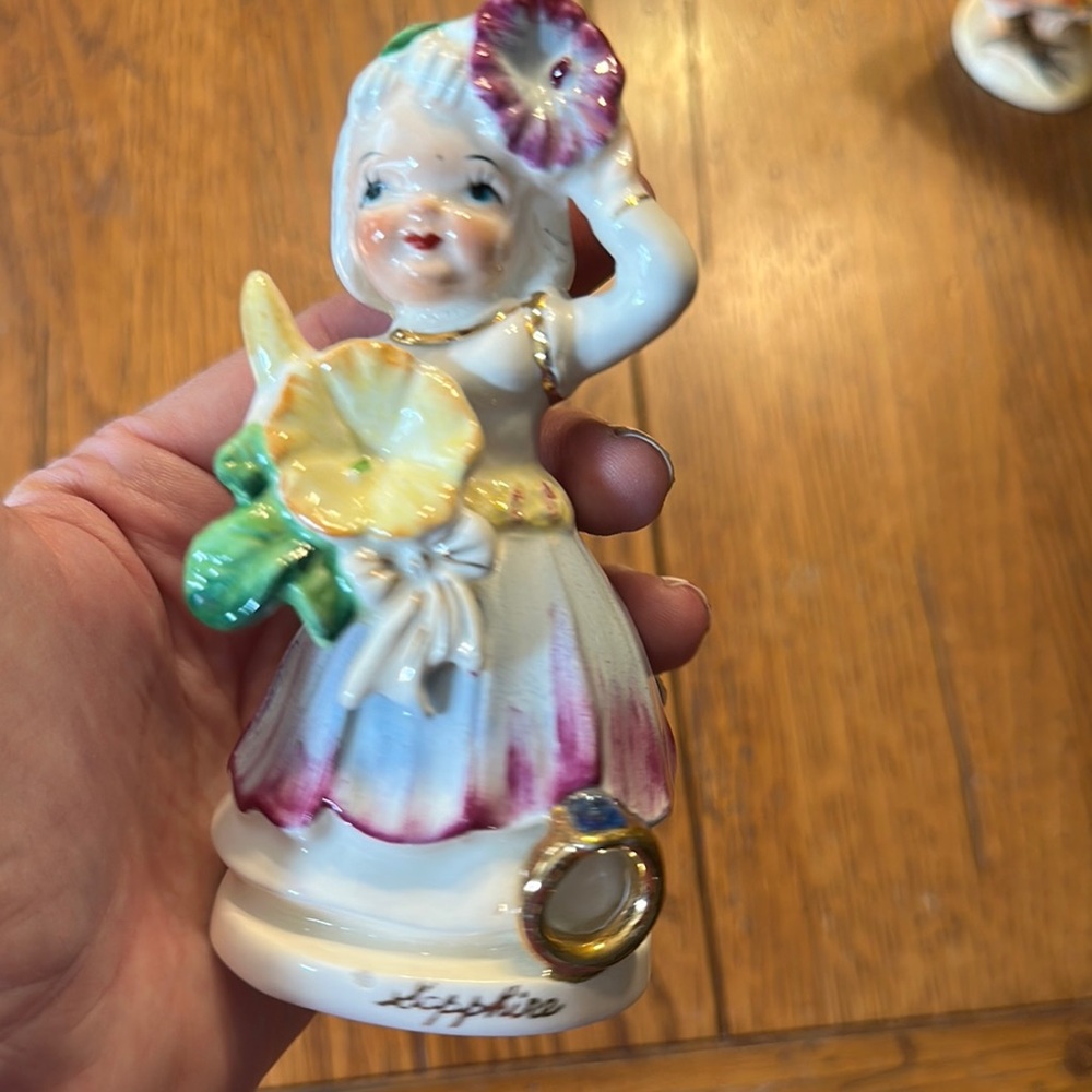 Vintage Ceramic Figurine with Flowers